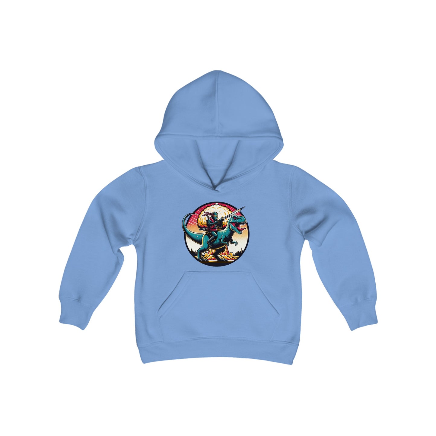 Funny Ninja Riding T-Rex Youth Hoodie