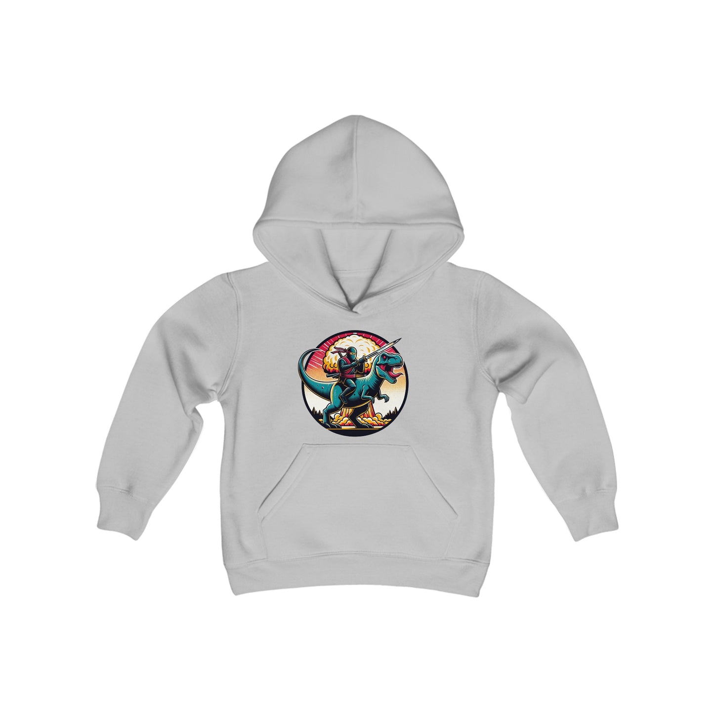 Funny Ninja Riding T-Rex Youth Hoodie