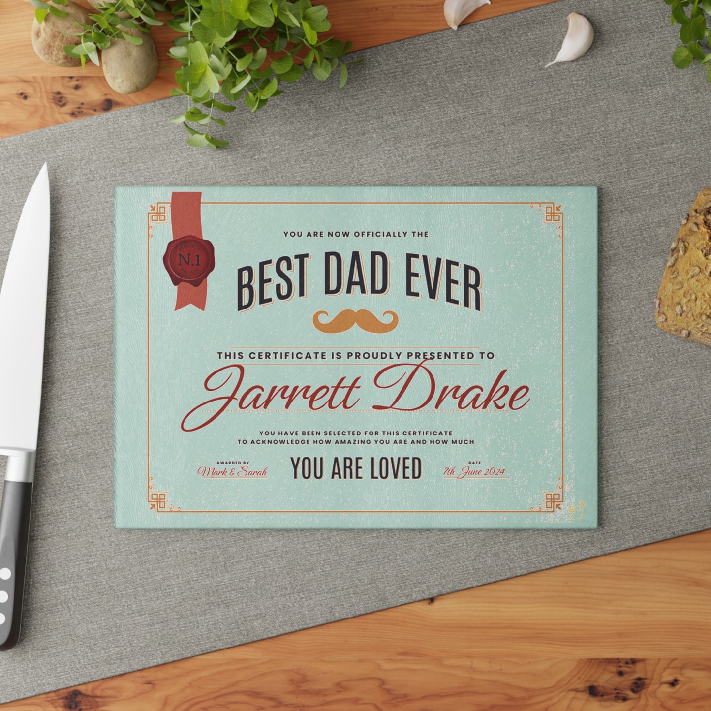 Personalized Glass Chopping Board for Dads