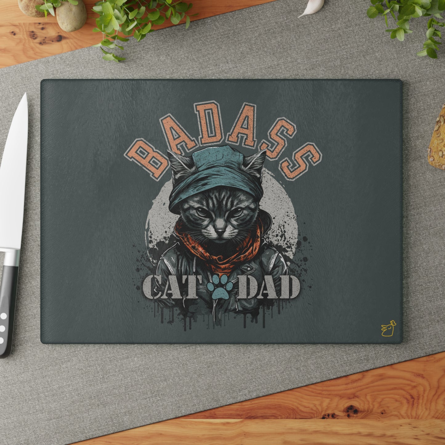 Cat Lover Daddy's Glass Chopping Board