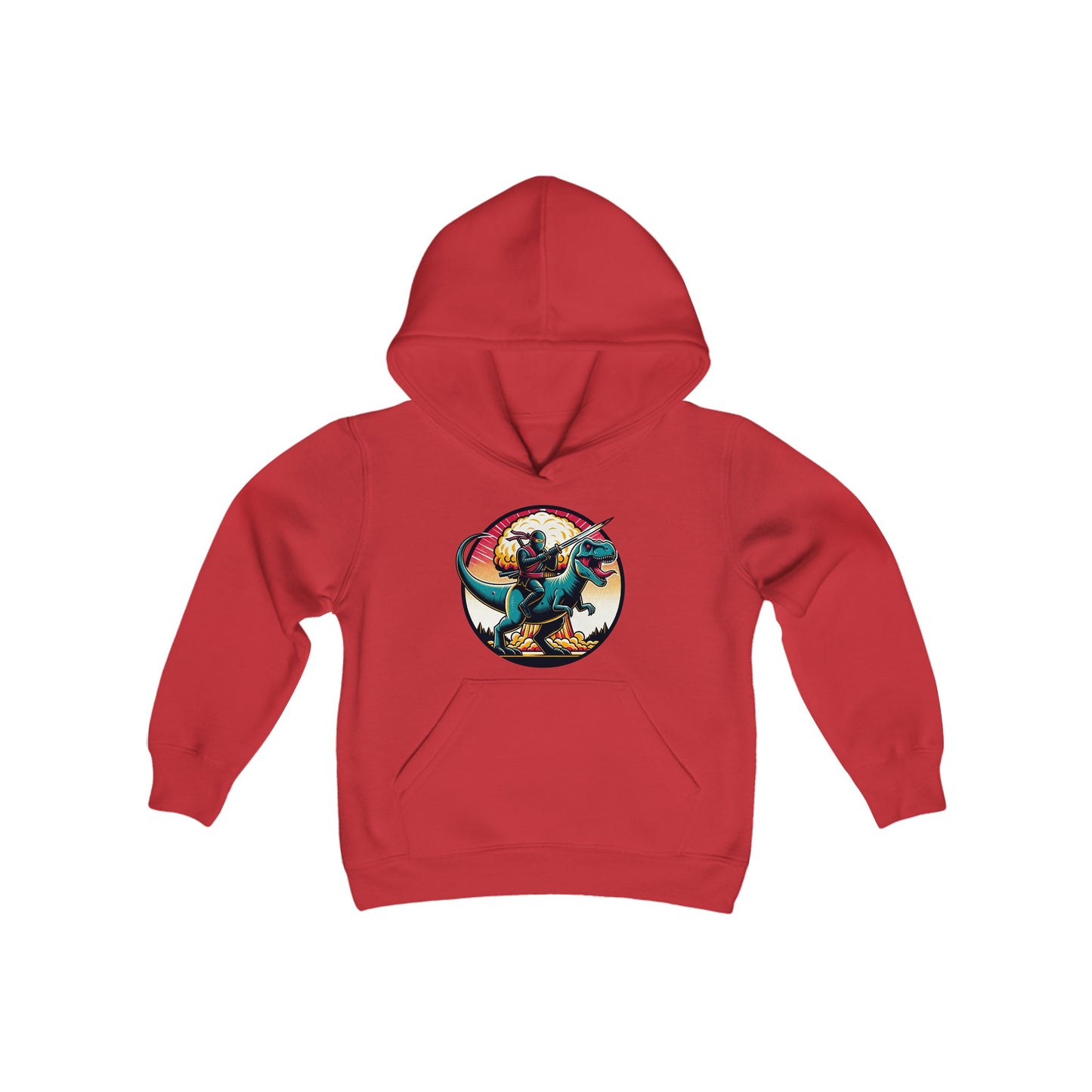 Funny Ninja Riding T-Rex Youth Hoodie