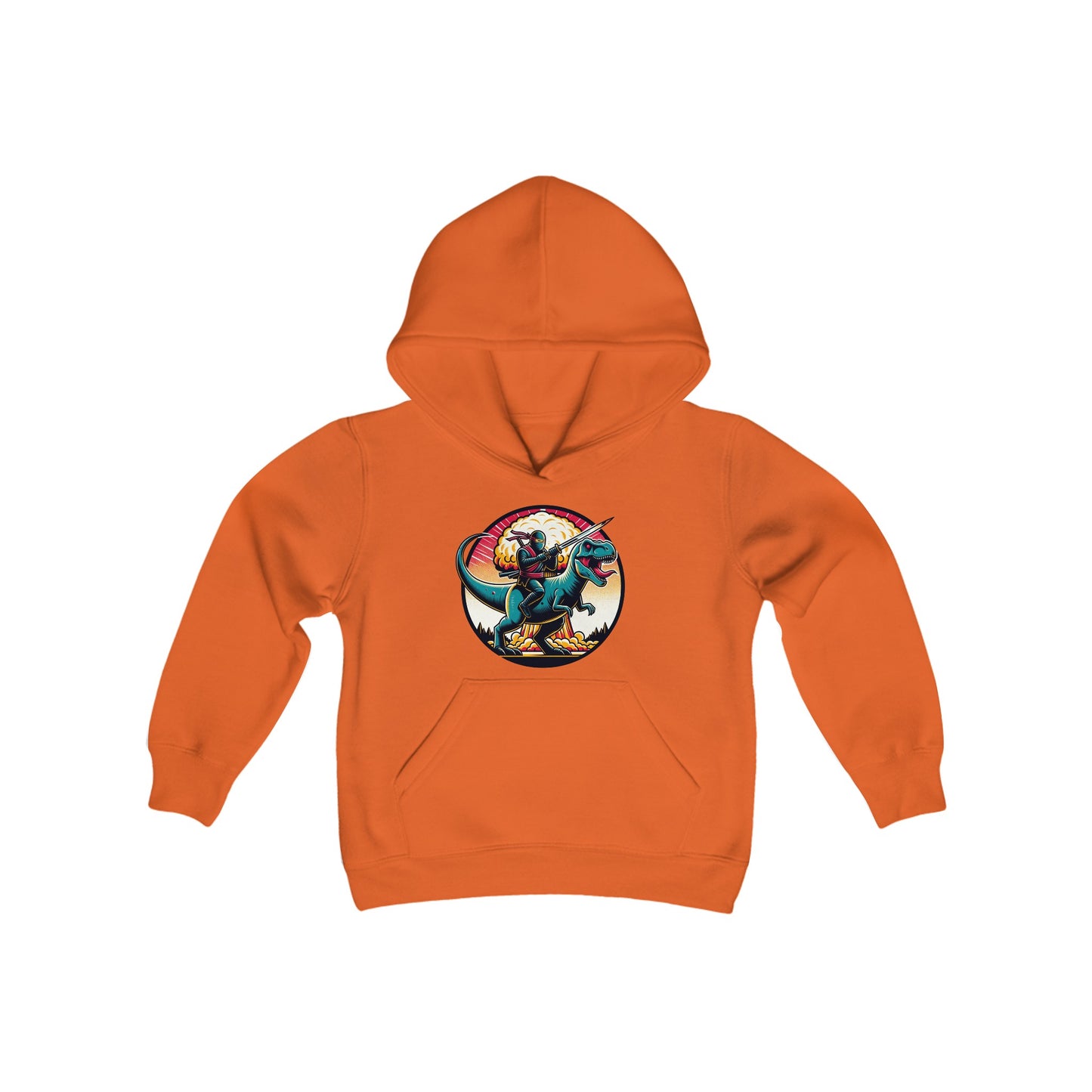 Funny Ninja Riding T-Rex Youth Hoodie