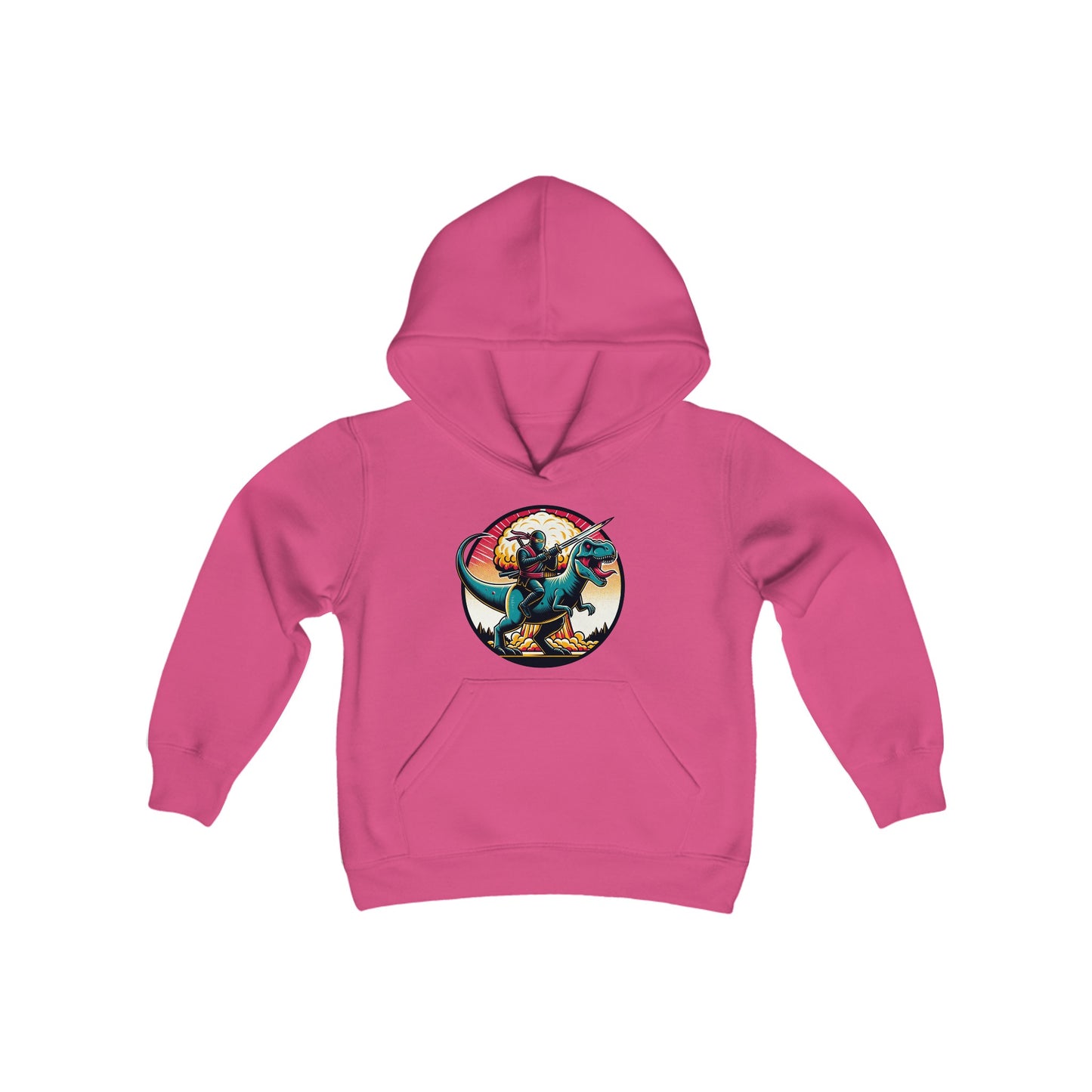 Funny Ninja Riding T-Rex Youth Hoodie