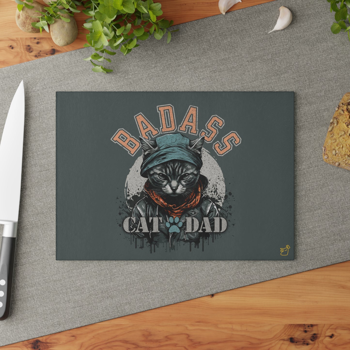 Cat Lover Daddy's Glass Chopping Board